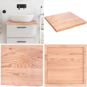 vidaXL Wastafelblad 60x60x(2-4) cm behandeld massief hout lichtbruin - Wastafelblad - Wastafelbladen - Blad Voor Wastafel - Tafelblad