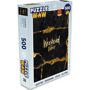 Puzzel Quotes - Weekend - Goud - Glitter - Legpuzzel - Puzzel 500 stukjes