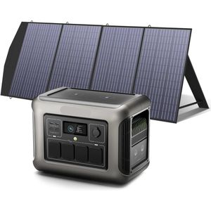 Powerstation - Generator - Aggregaat - Powerbank - Draagbare - met 200W Zonnepaneel - 1152Wh LiFePO4 Zonnegenerator - met AC Output voor Buiten en Noodstroom