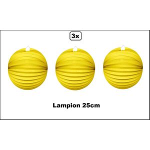 3x Lampion Geel 25cm - festival thema feest verjaardag party papier BBQ strand licht fun