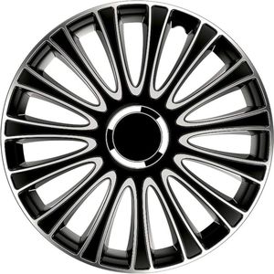 Set van 4 Wieldoppen 14 Inch - Dubbel Gelakt van ABS-Kunststof - Zwart, Verpakt in Doos