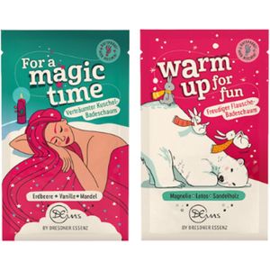 Winter Badzout Combi - Set van 2 - Magic Time & Warm Up | 2x 60g - Aardbei, Vanille, Amandel - Magnolia, Lotus, Sandelhout | Dresdner Essenz Badzout - Vegan