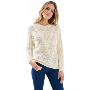 Opengewerkte trui met ronde hals en bolletjes