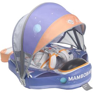 Mambobaby zwemring niet opblaasbare zwemband met zonnedak staart, zachte waterdichte huidvriendelijke zwemtrainer voor kinderen van 3-24 en 3-48 maanden