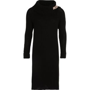 Lange Jurk Dames Wollen Jurk Zwart Maxi Jurk Zwart Winterjurkje