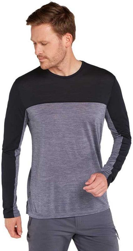 Icebreaker Merino 125 Cool-lite Sphere Colour Block T-shirt Met Lange Mouwen Grijs S Man