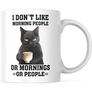 Grappige Mok met tekst: I don't like morning people. Or mornings. Or people. | Grappige Quote | Funny Quote | Grappige Cadeaus | Grappige mok | Koffiemok | Koffiebeker | Theemok | Theebeker