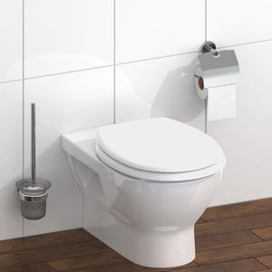 Wc-bril zonder softclosemechanisme, wc-deksel met metalen scharnieren, krasbestendig Duroplast, toiletdeksel en -bril tot 150 kg belastbaar, universele maat, wit