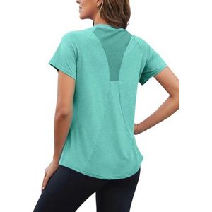Dames sportshirt met korte mouwen en ademende rug, functioneel en lichtgewicht voor fitness en yoga