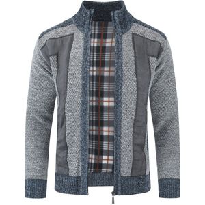 Allthemen Herenkraagjasje - Gebreide trui met kleurblokken - L