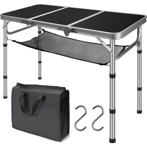 Campingtafel, inklapbaar, 90 x 40 cm, koffertafel camping, opvouwbaar, campingtafel, markttafel, in hoogte verstelbaar, 26-81 cm