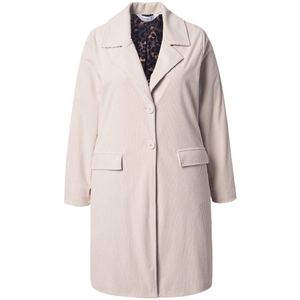 MIAMODA - Dames - Lange corduroy blazer voering met luipaardprint - Vanille - Maat 58