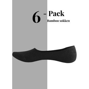 Dames footies - Bamboo - 6 paar - anti-slip hak - Zwart - Maat 36-40