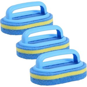 3 stuks Reinigingsborstel - Keukenborstel - draagbare sponsborstel - Badkamerreinigings sponsborstel - Kunststof handvat - Multifunctionele reinigingsborstel - Geschikt voor keukentegels, badkuipen en toiletten - Praktisch ontwerp - Blauw