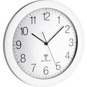 Wandklok DCF TFA Sweep Werk witte wijzerplaat