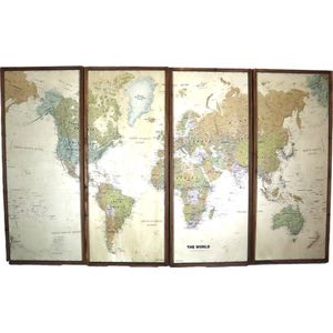 DKNC - Wereld kaart Alimos - Hout - 120x3.5x50cm - Multi