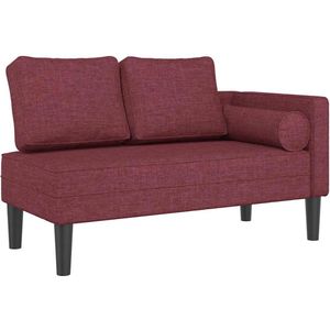 vidaXL Chaise longue - Stof - Wijnrood - Inclusief kussens Chaise Lounge - Loungebank - Tuinmeubelen - Buitenleven - Relaxen