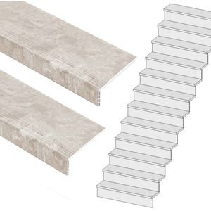 Traprenovatie set - rechte trap - 14 treden SPC toplaag Beton Taupe