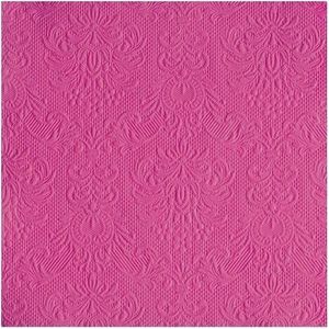 15x Luxe barok print roze servetten 33 x 33 cm - 3-laags papieren wegwerpservetten