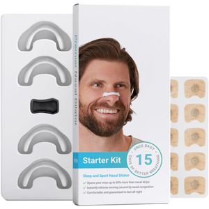 Magnetische neuspleisters, verpakking van 15 anti-snurk neusstrips, magnetische neusstrips, neusklem voor ademhaling, neusstrips voor betere slaap en neuspleisters tegen snurken, wit