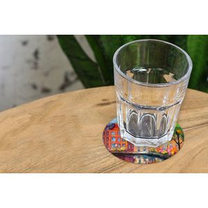 Onderzetters voor glazen - Rond - Olieverf - Amsterdam - Kunst - Kleurrijk - 10x10 cm - Glasonderzetters - 6 stuks