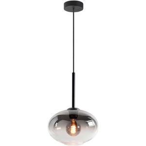 Moderne hanglamp Bellini | 1 lichts | smoke / zwart | glas / metaal | in hoogte verstelbaar tot 130 cm | Ø 25 cm | eetkamer / woonkamer lamp | modern / sfeervol design