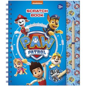 PAW Patrol Totum speelgoed doeboek scratch art met luxe kraskaarten- en kleurboek incl. sjabloon, stickers, kraspen en kleurplaten - 21 x 23,5 cm A5 harde kaft vakantieboek