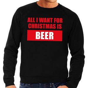Foute kersttrui / sweater All I Want For Christmas Is Beer zwart voor heren - Kersttruien M