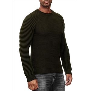 RustyNeal - Heren Trui - Longsleeve - Kakigroen - Modernfit