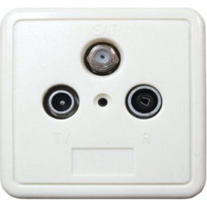 Satelliet doorvoerdoos R/TV/SAT 10 dB met opbouwrand en afdekplaat (CE) / wit