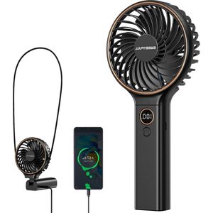 Handventilator draagbare mini-ventilator met 6 snelheden - USB-ventilator 5000 mAh-batterij - opvouwbaar voor kantoor outdoor zwart Handventilator