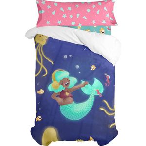Dekbedovertrek set HappyFriday Mr Fox Happy mermaid Multicolour Bed van 105 2 Onderdelen