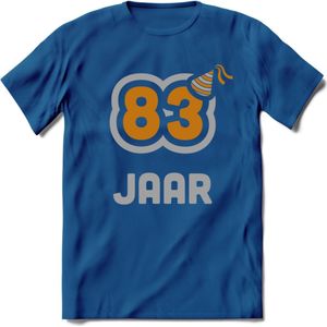 83 Jaar Feest T-Shirt | Goud - Zilver | Grappig Verjaardag Cadeau Shirt | Dames - Heren - Unisex | Tshirt Kleding Kado | - Donker Blauw - XXL