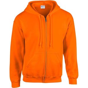 Gildan - Zware Blend - Unisex Adult Full Zip Hooded Sweatshirt - Veiligheid Oranje