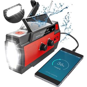 MKSS® Noodradio - Noodpakket Oorlog - Draagbare Radio - Powerbank Zonneenergie - Transistor Radio op Batterijen - Rood