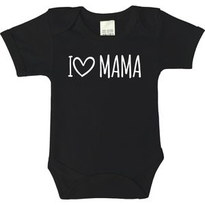 RompertjesBaby - I love mama - maat 92 - korte mouwen - baby - baby kleding jongens - baby kleding meisje - rompertjes baby - rompertjes baby met tekst - kraamcadeau meisje - kraamcadeau jongen - zwanger - stuks 1 - zwart