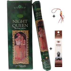 2 Kokers - Wierook - Wierookstokjes - Wierooksticks - Incense sticks - Nightqueen - 40 stokjes + 5 mini wierookstokjes + Gelukspoppetje