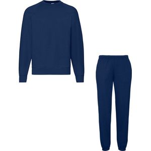 Fruit of the Loom Klassiek Joggingpak 2-delig Sweatshirt & Sweatpant Dames Heren Katoen Fleece Huispak Unisex Marine S