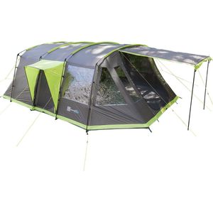 Skandika Nordland 4 Tent – Tenten – Tunneltent - Campingtent – Ingenaaide Tentvloer - Voor 4 personen – 200 cm stahoogte - Muggengaas – 1-2 slaapcabines – 580x320x200 cm (L x B x H) - 5000 mm waterkolom – Outdoor, Camping - Kamperen – antriciet/groen