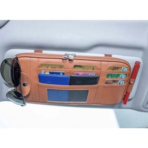 Auto Zonneklep Organizer, Auto Interieur Accessoires Pocket Organizer Auto Truck SUV Opslag Pouch Houder (Bruin)