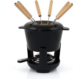 Stellar Gietijzeren fondueset voor 6 personen - 1 liter - 13-delige fondueset met brander en vorken - Fondueset - Kaasfondue-set - Vleesfondue-set - Chocoladefondueset