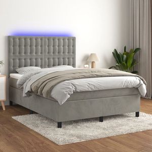 The Living Store Boxspring Luxe - 140 x 190 cm - Fluweel - LED-verlichting