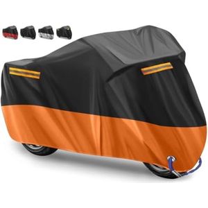 Motorhoes Waterdichte Motorhoes 210D Oxford Stof Motorfietshoezen Motorfietsdekking Motorfiets Afdekzeil voor Binnen en buiten,beschermt tegen uv-regen,stof,sneeuw (Oranje Reflecterende,245x105x125cm)