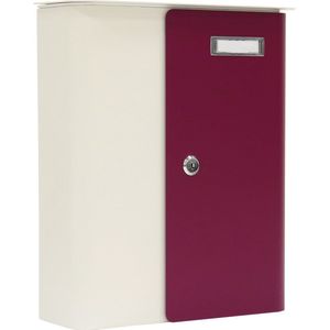 Rottner Brievenbus Splashy Wit met Bordeaux Deur|35,7x29,5x10cm|