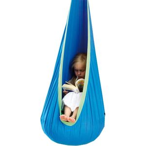 Kinder Hangstoel Schommel – Cocon Blauw met Groene Rand