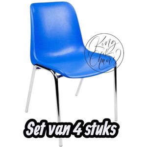 Kantinestoel Helene Blauw -set van 4- verchroomd onderstel kantinestoel stapelstoel kuipstoel vergaderstoel tuinstoel kantine stoel stapel stoel tuin stoel kantinestoelen stapelstoelen kuipstoelen arenastoel schoolstoel bezoekersstoel Everardo