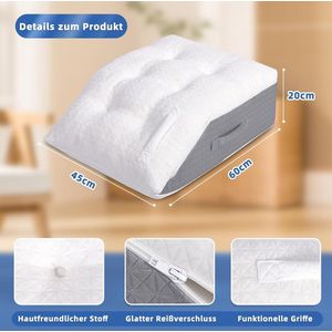 Beenkussen met Dubbellaags Ontwerp - Verkoelend Traagschuim - 1 stuk - 60 x 45 x 21 cm