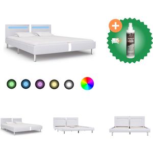 vidaXL Bedframe met LED kunstleer wit 180x200 cm - Bed - Inclusief Reiniger