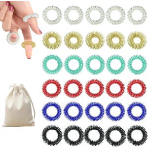 Inovra - 31 stuks acupressuurringen voor stressverlichting en angst, inclusief trekkoord tas