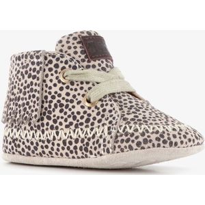 Groot leren babyschoenen met stippen en franjes beige - Maat 21 - Uitneembare zool - In cadeauverpakking